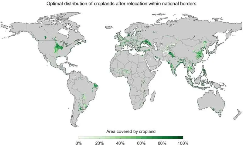 Relocating farmland could turn back clock twenty years on carbon emissions, say scientists